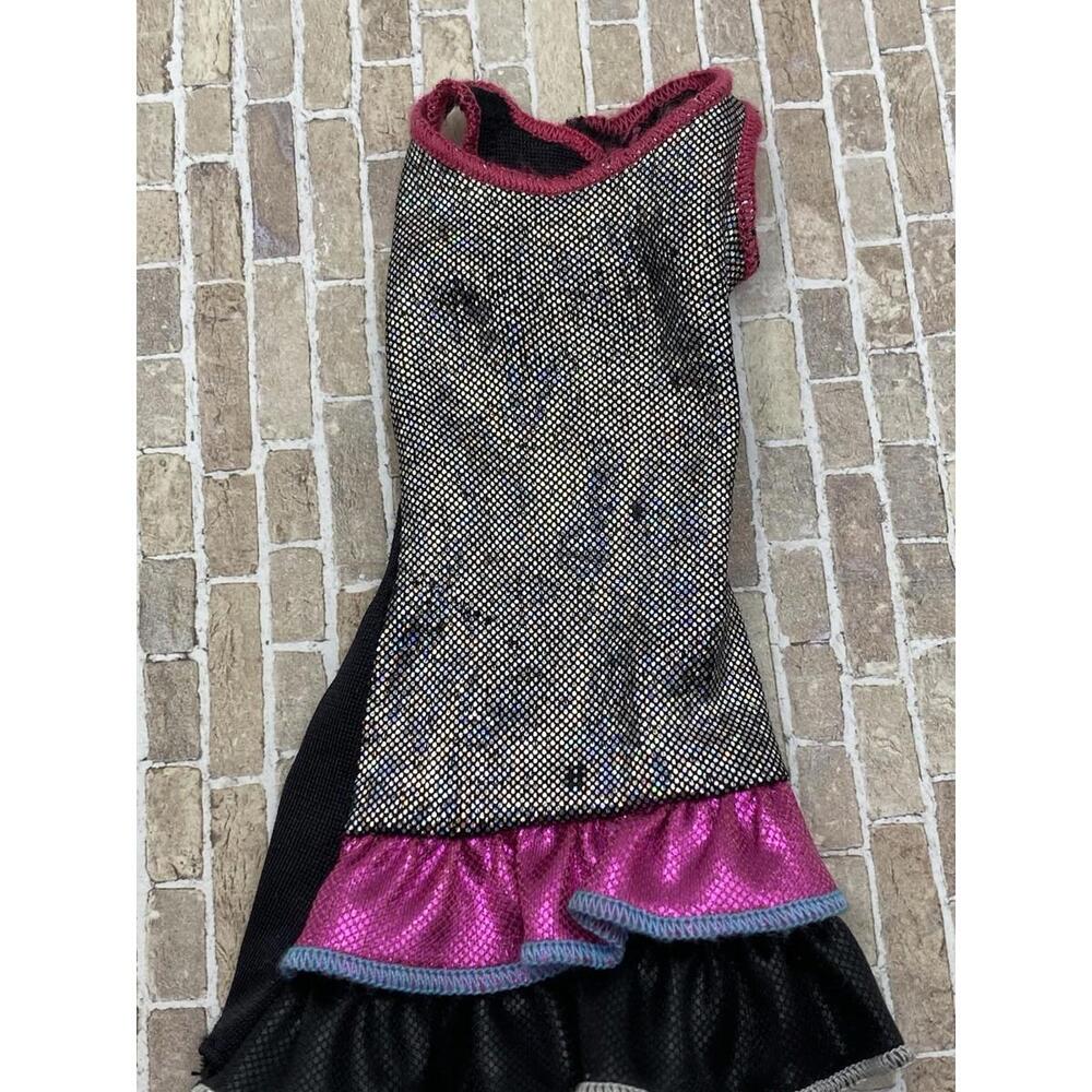 Barbie Doll Dress Sparkly Silver Pink Black Ruffle Fashion Clothes